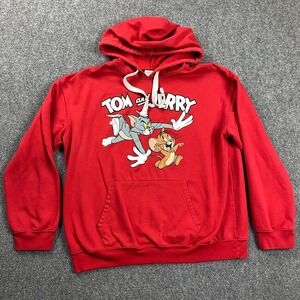 Tom & Jerry Hoodie Girls XXL 19 Yrs Red Pullover Drawstring Graphic Cotton Blend